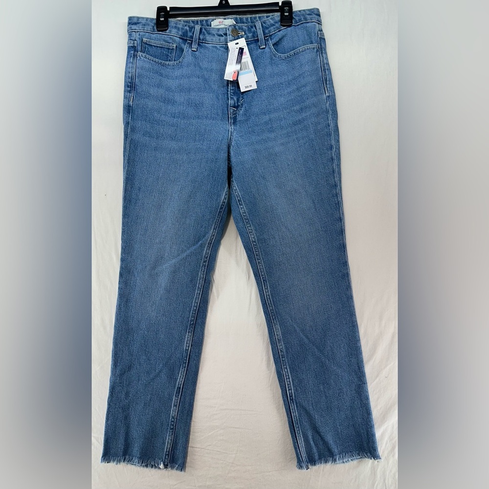Vineyard Vines Women’s Straight Crop Raw Hem Denim Jeans Light‎ Wash Size 31 New